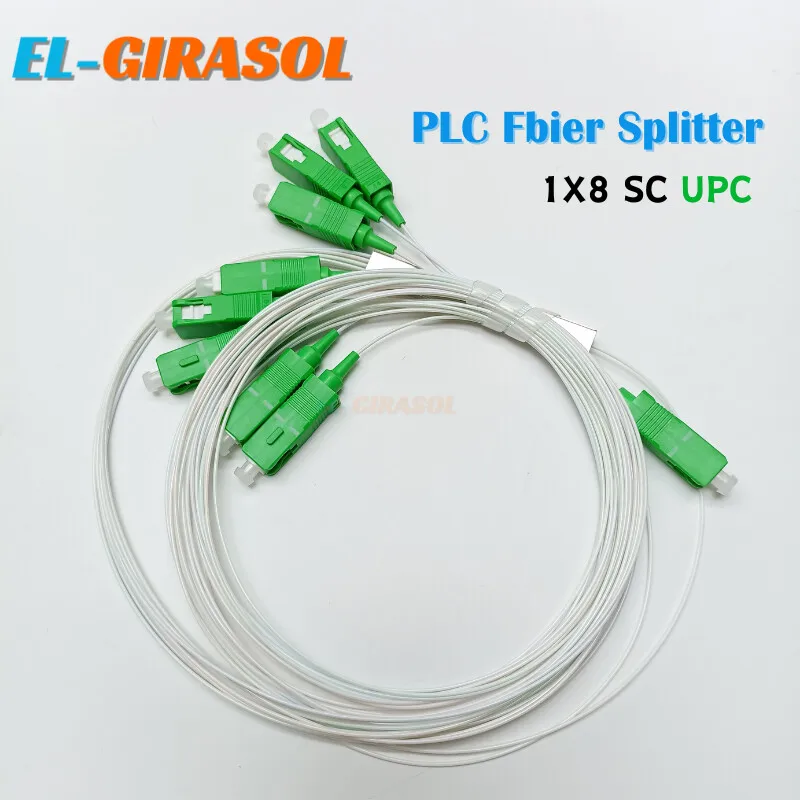 10pcs Fiber Optic PLC Splitter 1x8 SC/APC 0.9mm SM Steel Tube Mini Blockless  APC Connector  1x8 PLC Splitter 1x8 ftth splitter