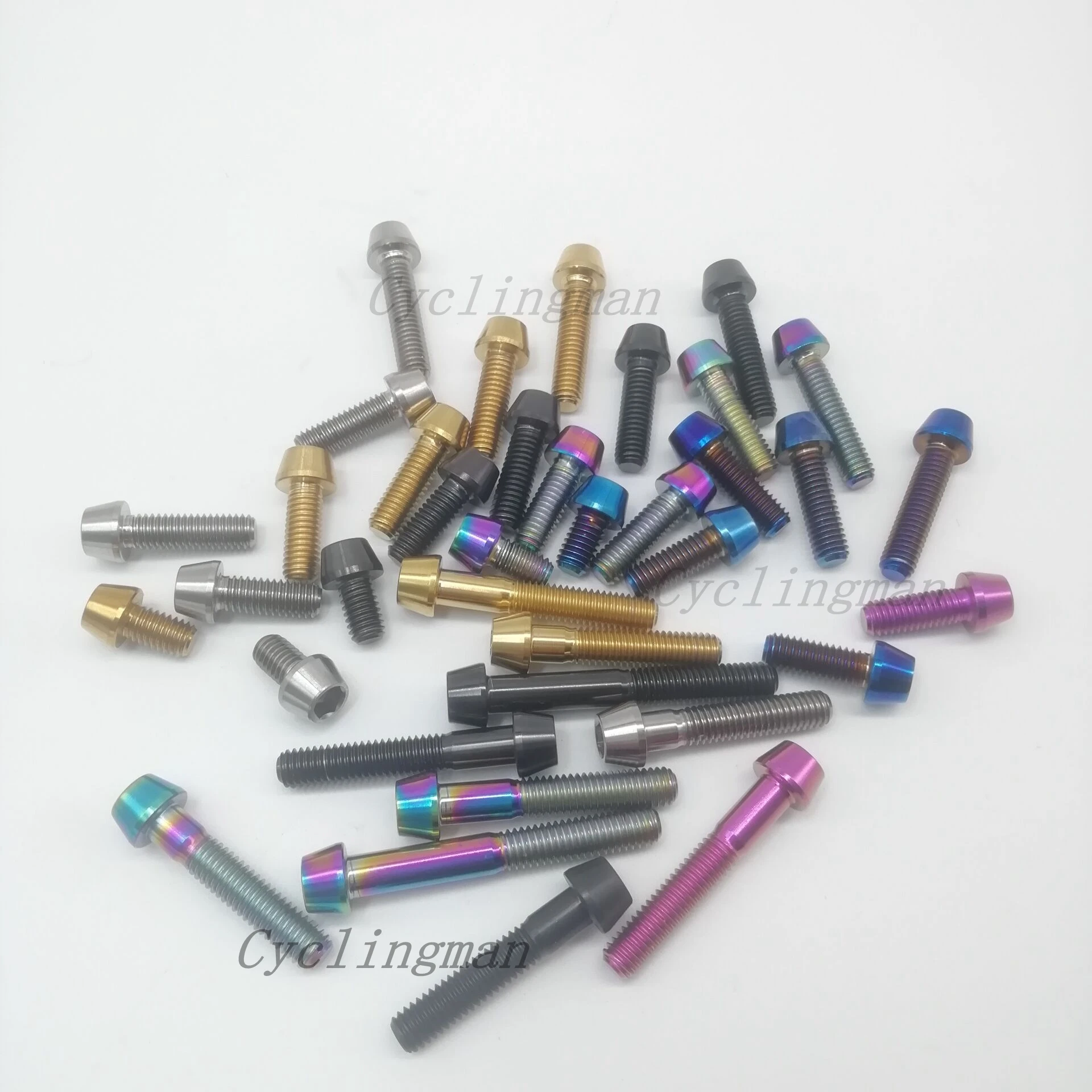 Cyclingman-pernos Ti de titanio M6x10 16 18 20 25 30 35 45mm, tornillo Allen hexagonal cónico para tija de sillín de bicicleta de montaña/carretera, freno de auriculares