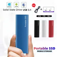 Portable SSD 1TB 2TB External Hard Disk High Speed Solid State Drive USB3.1 Type-C Storage Device for Laptop/Desktop/Mac/PC 64GB