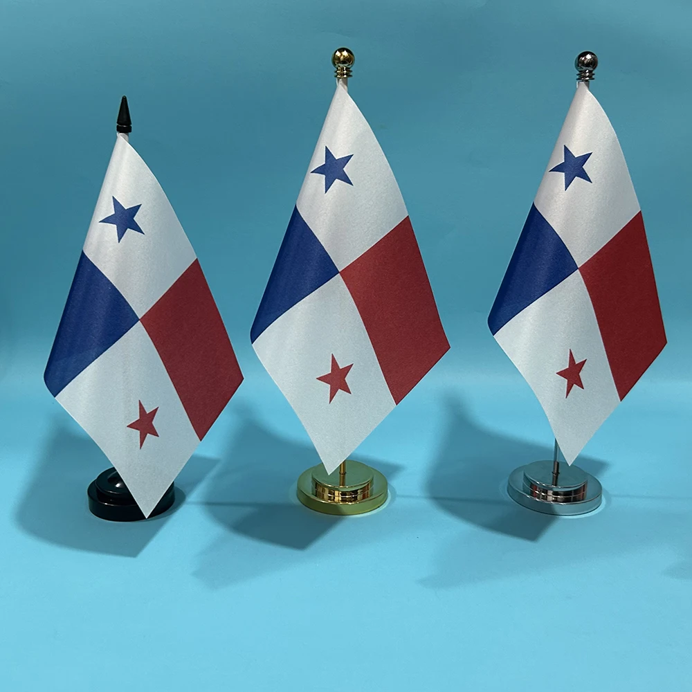 (DRAGONNIER) Drapeau de bureau du Panama 14x21cm en polyester, drapeau national du Panama, bannière de pays, ornements de bureau, drapeaux