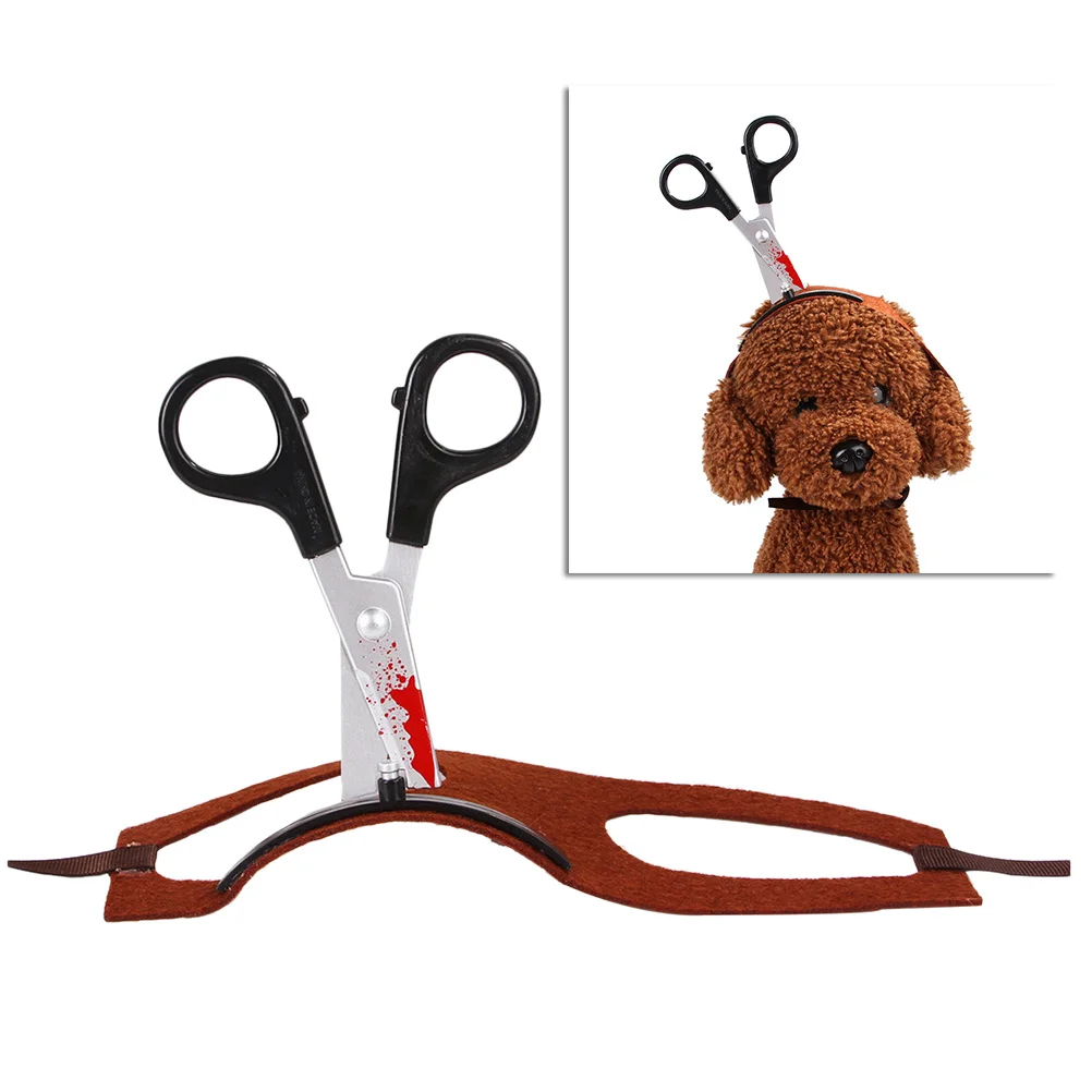 

Pet Cosplay Hat Size M Artificial Scissors Funny Design Halloween Dog Puppy Party Photo Prop Soft Comfortable Pet Hat