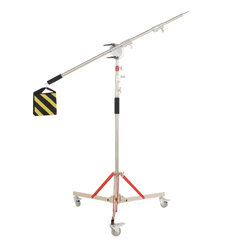 320cm Heavy Duty Stainless Steel Light Stand 20kg Load Capacity with Wheels for High Intensity Photography Flash Support