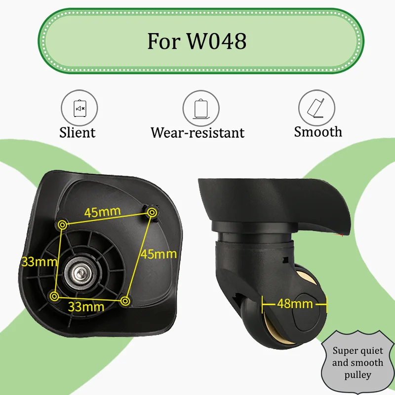 

For W048 Wear-Resistant Luggage Wheel Set Silent Swivel Castors Fits 20-28 Inch Cases Upgrade Replacement