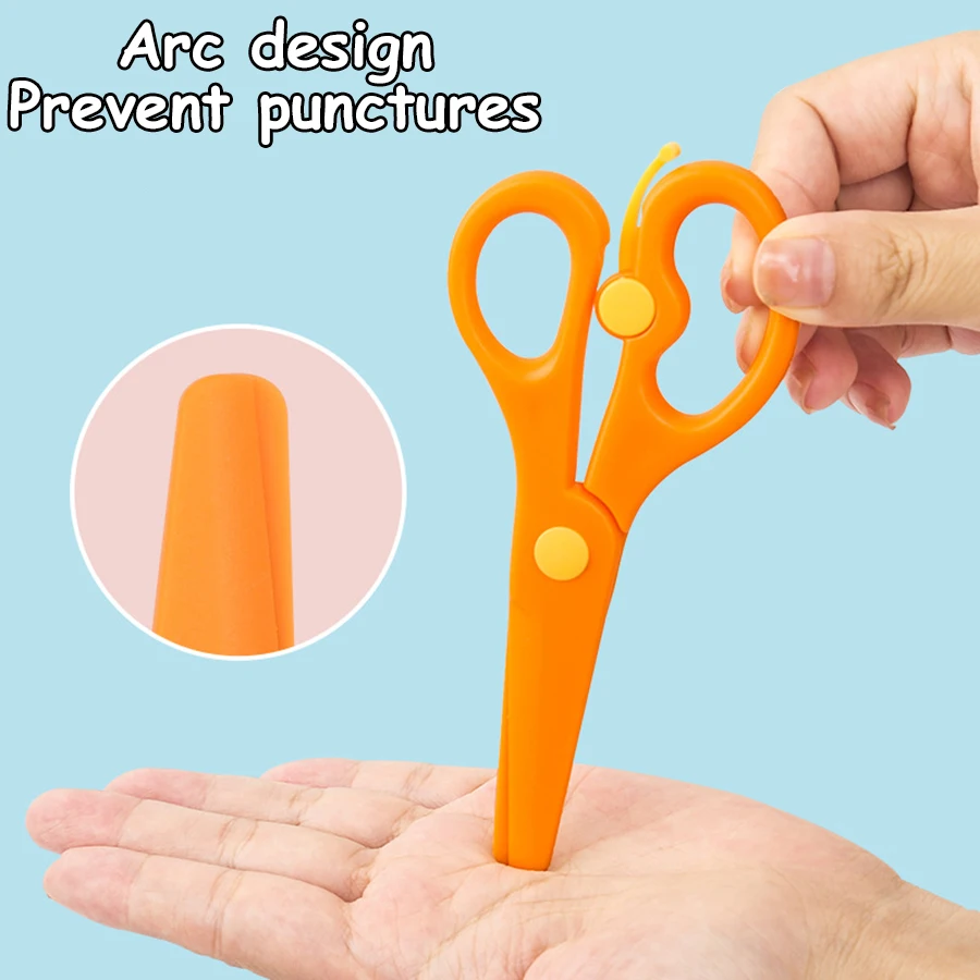 6-12pcs Color Safety Scissors Plastic Anti-Pinch Craft Scissors Office Paper Cuttings Matching Scissors Paper Cutting Tools