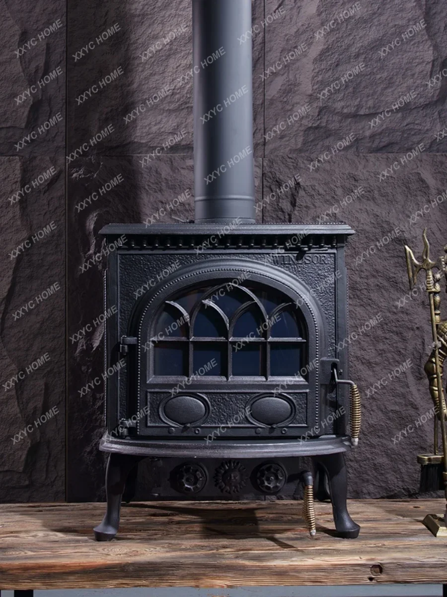 Real Fire Cast Iron Wood Burning Fire Domestic Appliances Decorative Heating Fireplace Independent