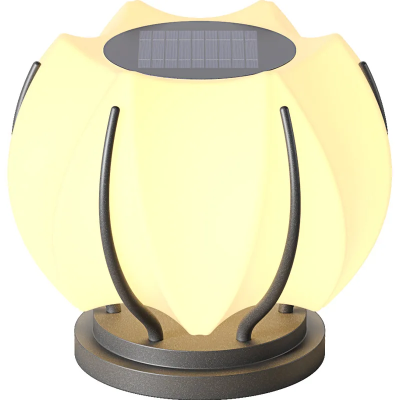 Lotus Solar Gate Post Post Outdoor Light Garden Wall Light Stainless Steel Body Patio Street Outdoor Lighting DC Power Supply
