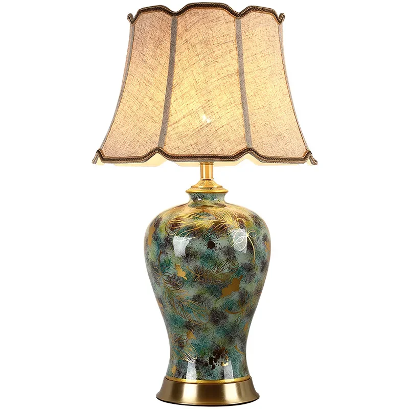Simple Nordic style living room corner ceramic table lamp American bedroom bedside lamp advanced sense retro master
