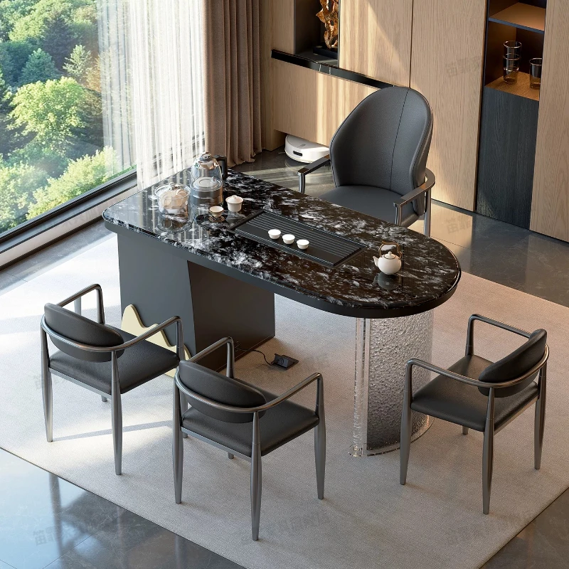 YJQ high-end small tea table and chair combination kettle integrated embedded living room home tea table