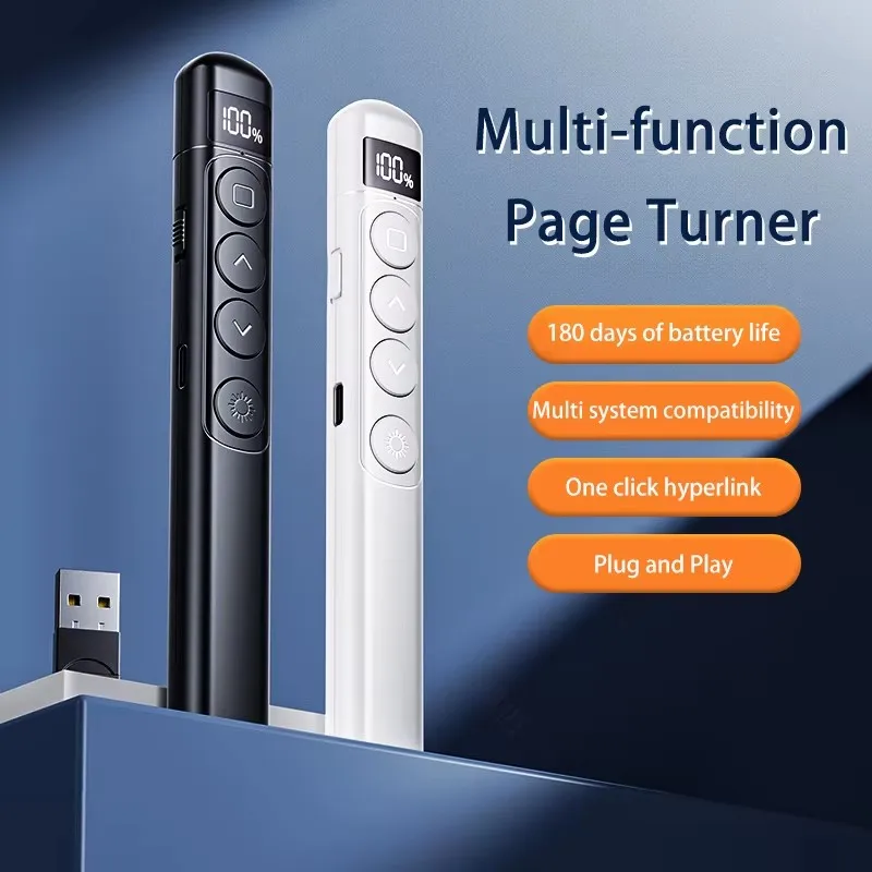 Powerpoint Pen Wireless Presentation Clicker Type-C Rechagable Remote Control Pen for Office Teaching Projector PPT Presenter