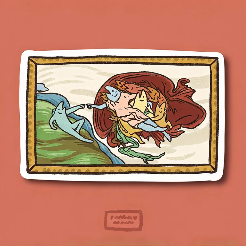 Fish Art Sticker Series Cute Painting Art History Gallery Oil Painting