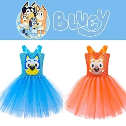 Moose Bluey Princess Dress Halloween Children's Animal Costume Bluey Bingo Same Style Puppy Cosplay Costume Mesh Tutu Skirt