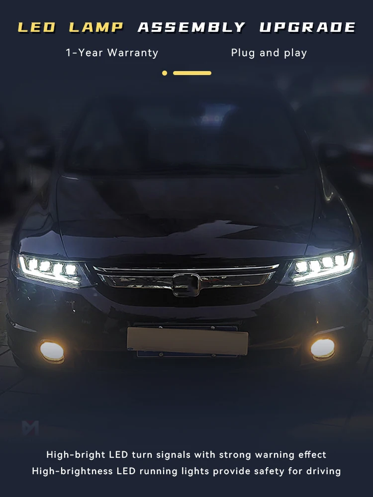 Auto Headlights For Honda Odyssey 2004-2008 Upgrade Front Lamp LED Bulbs DRL Upgrade Head Light Projector Lens Car Accessories