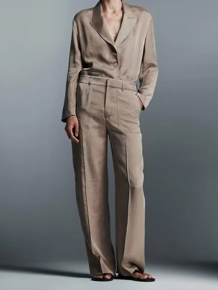 

New autumn women's clothing European and American style French design sense fashionable versatile casual simple drape suit pants
