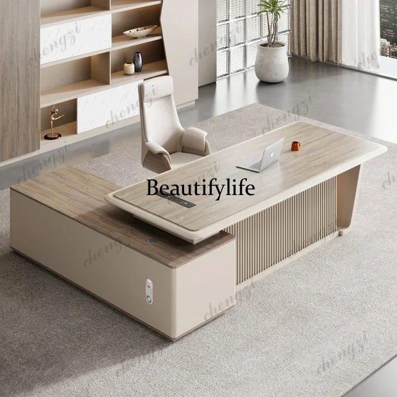B456 Modern Boss Manager President Simple Executive Office L Shape Desk With Drawers Storage Filing Cabinet Chair Computer Desk