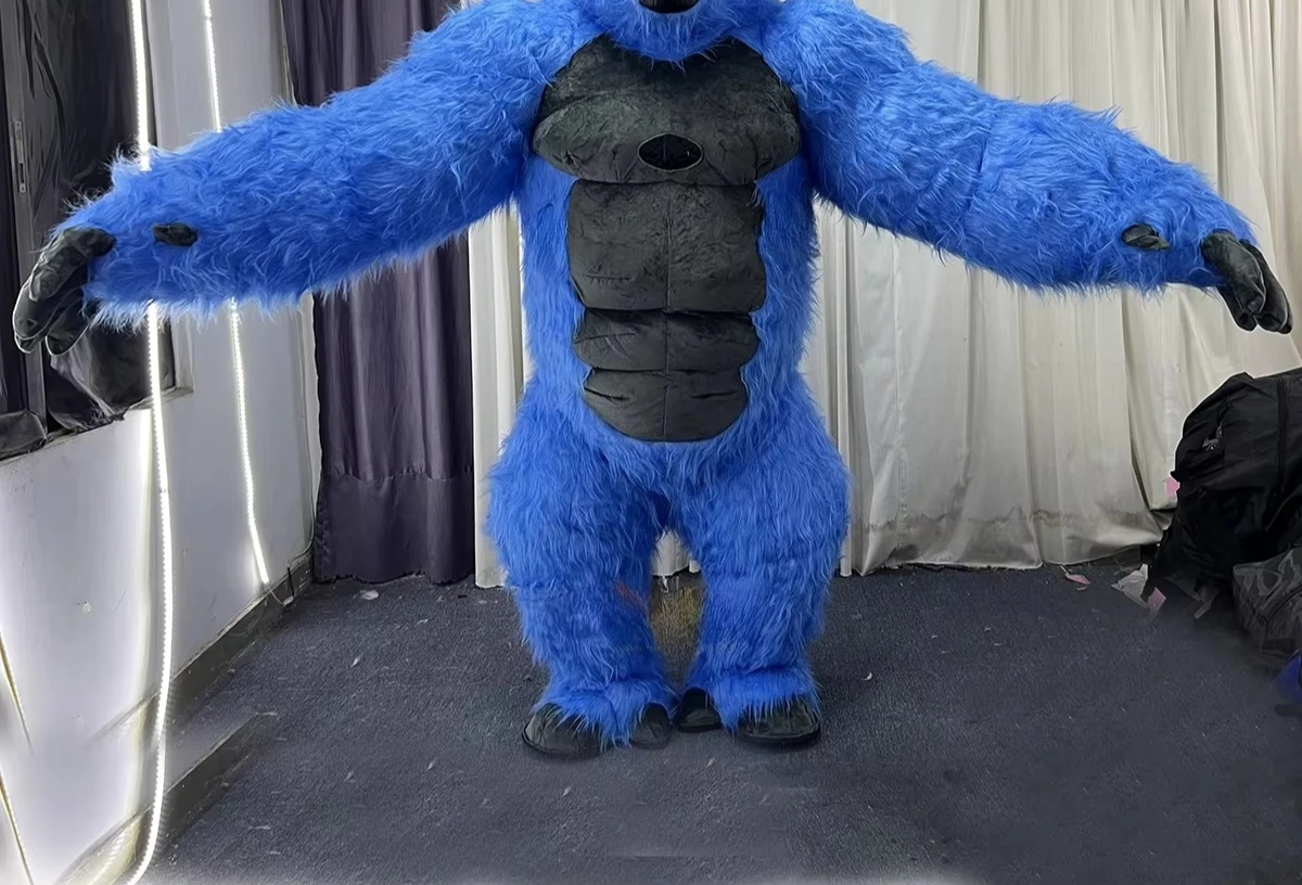 Pink Inflatable Gorilla Mascot Costume Suit Events Wear Cartoon Doll Clothes Halloween Carnival Animal Cosplay Party No Battery