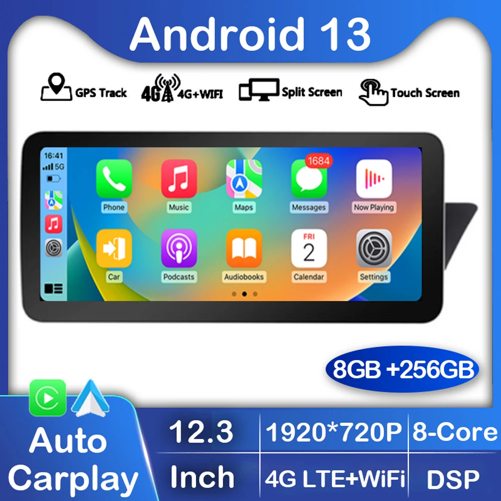 

12,3 "Android 13 Carplay Auto для Audi A4 B8 A5 2009-2017 RHD автомобильный стерео GPS навигатор мультимедийный плеер WIFI + 4G Авторадио 360 камера