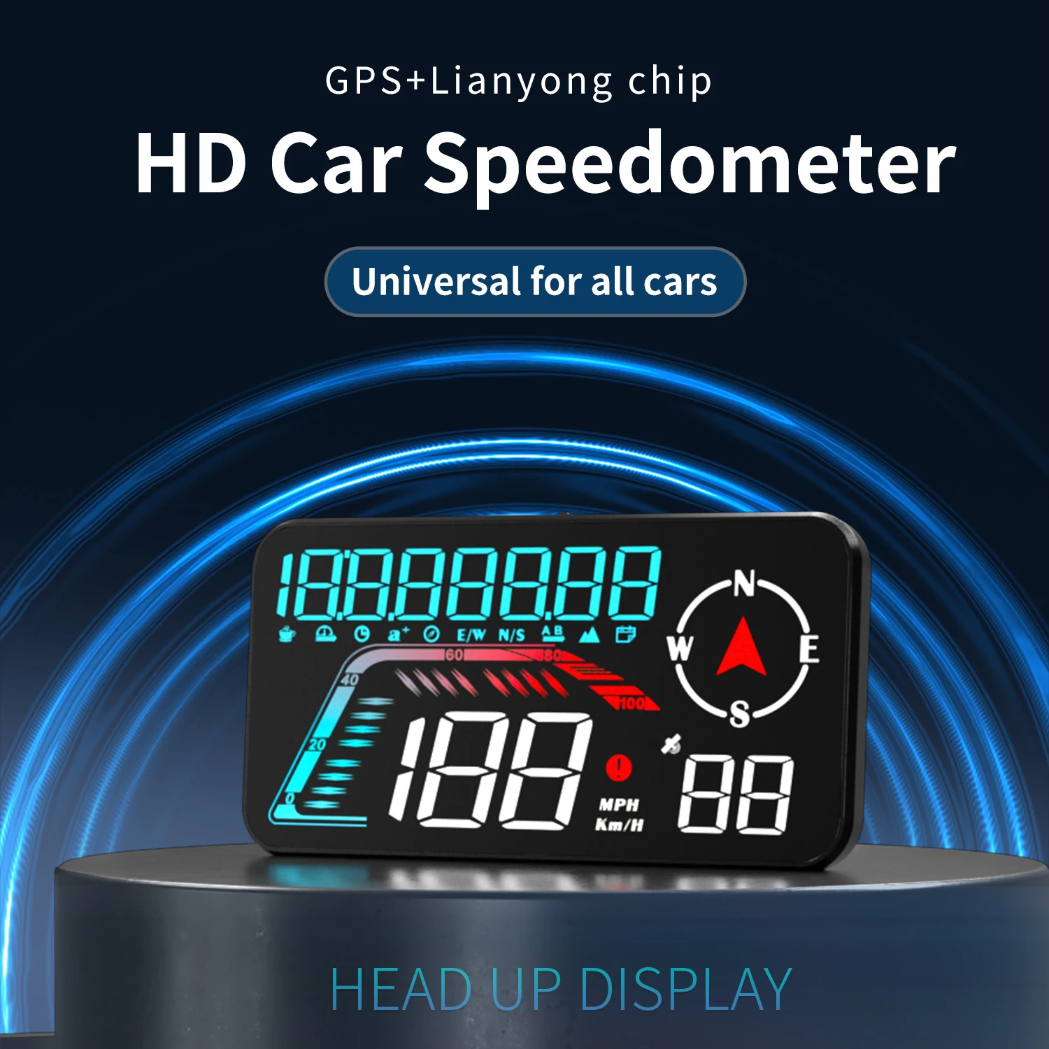 

G12 GPS HUD Digital Speedometer Plug and Play for All Cars Big Font KMH MPH Mileage Local Time Altitude Head-up Display