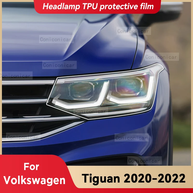 

For Volkswagen TIGUAN 2020-2022 Car Headlight Transparent TPU Protective Cover Film Front Light Tint Change Color Sticker