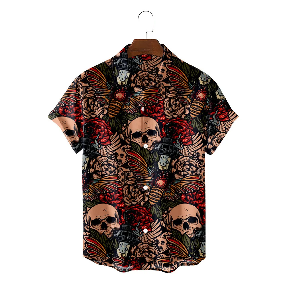 Vacation short-sleeved shirt 2024 new fashion cool printed beach casual Hawaii trendy men's cardigan top breathable affordable