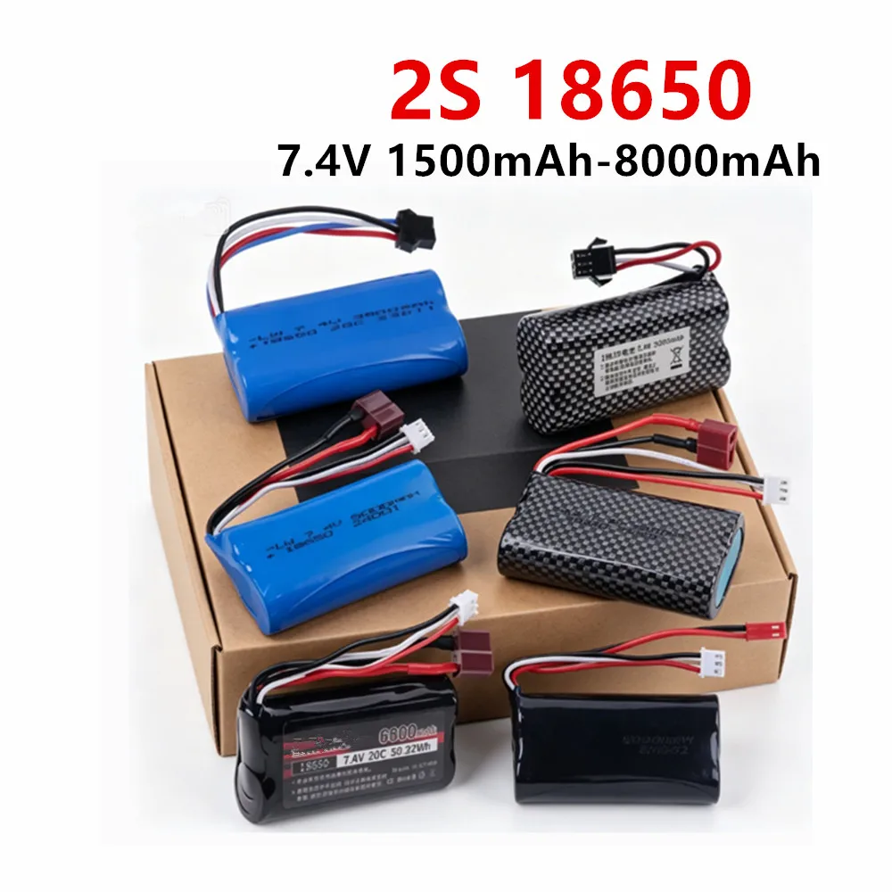 18650 2S li-ion Battery 7.4v 1500/3000/5000/6800/8000mAh For Wltoys 144001 12428 12423 SCY-16101PRO MN82 MN99S 580 1580 RC Toys