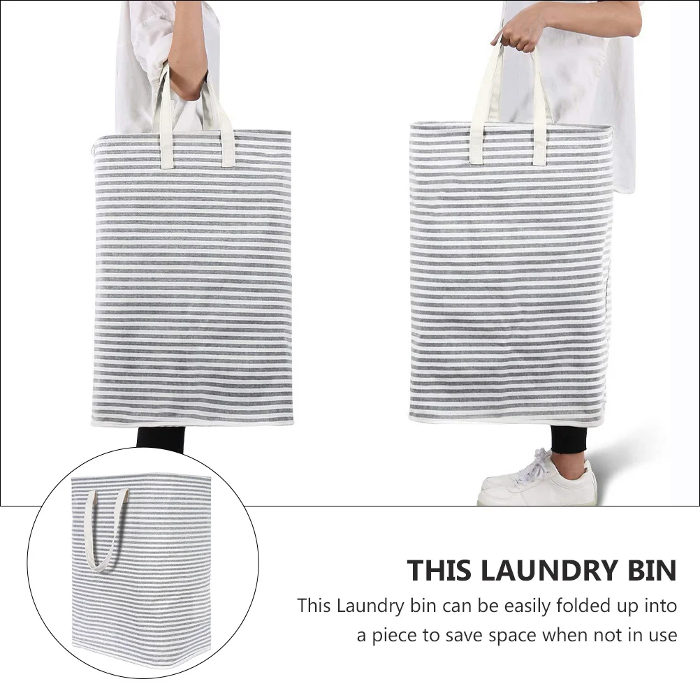 

Large Freestanding Laundry Hamper Collapsible Clothes Basket Thick Cotton Linen Waterproof Coating Foldable for College Travel
