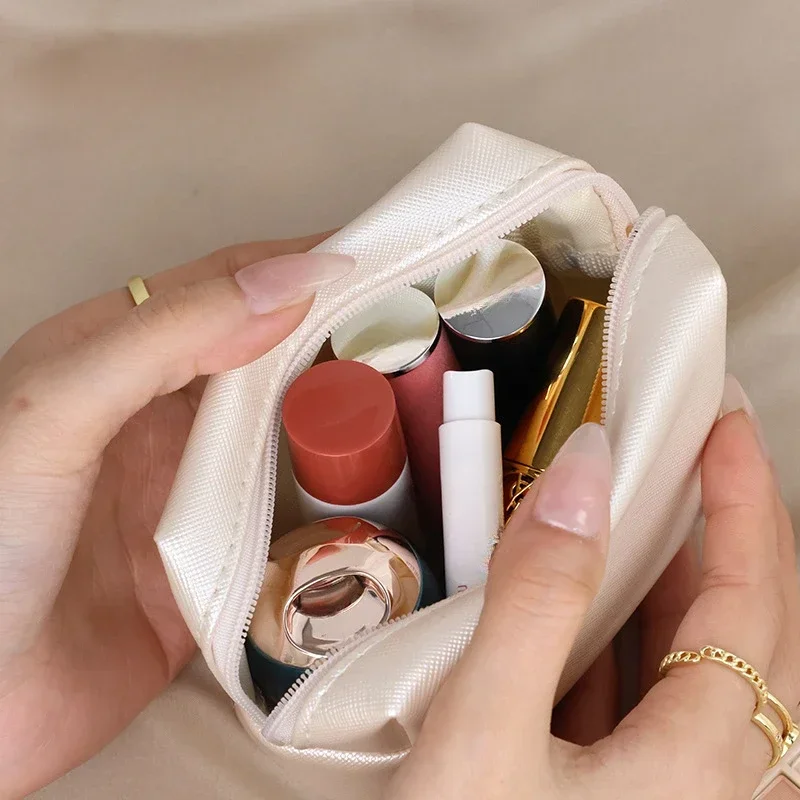 Leather Lipstick Makeup Bags Small Cosmetic Organizer Toiletry Tampon Sanitary Napkin Data Cable Storage Bags