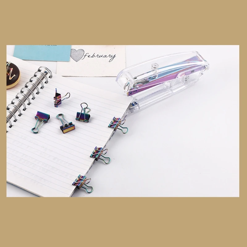 30 Pcs Metal Colorful File Clamp Kits Colorful Desktop Stapler High Capacity Large Commercial Stapler Binder Clip Sets