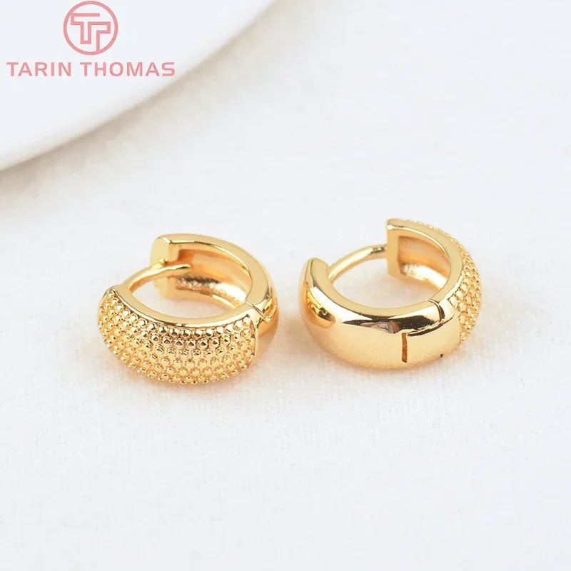 (1942)6PCS 10MM 13MM 14MM 24K Gold Color Brass Round Earrings Hoop Earring Clip High Quality DIY Jewelry Making Findings