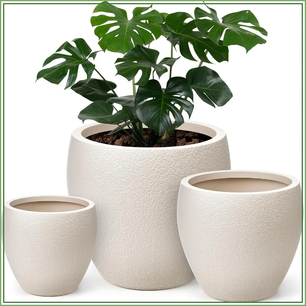 Versatile Large Plant Pots Set of 3 with Drainage