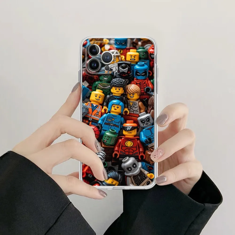 L-LEGO Phone Case Silicone Soft For Iphone 16 15 14 13 12 11 Pro Mini XS MAX Plus X Cover