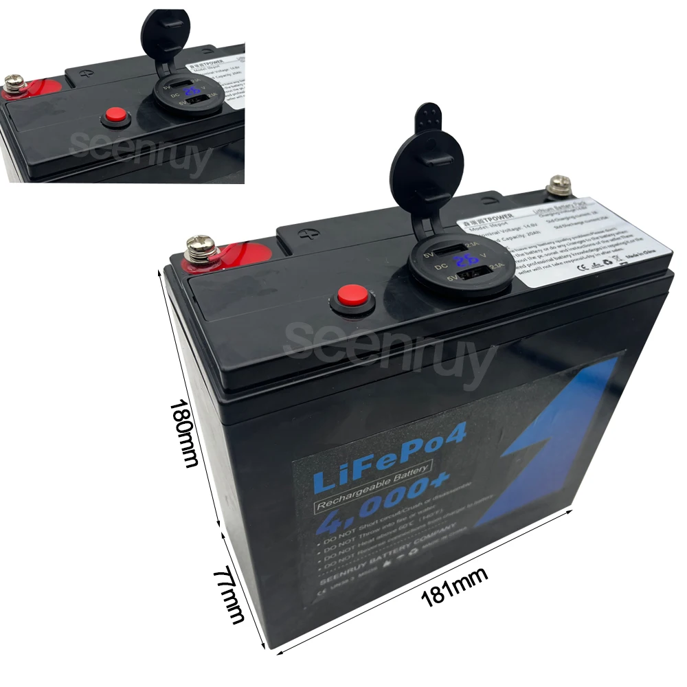 12V 20Ah Lifepo4 With Charger Lithium Iron Phosphate Battery Perfect For Lamp Fire Shutter Door Alarm