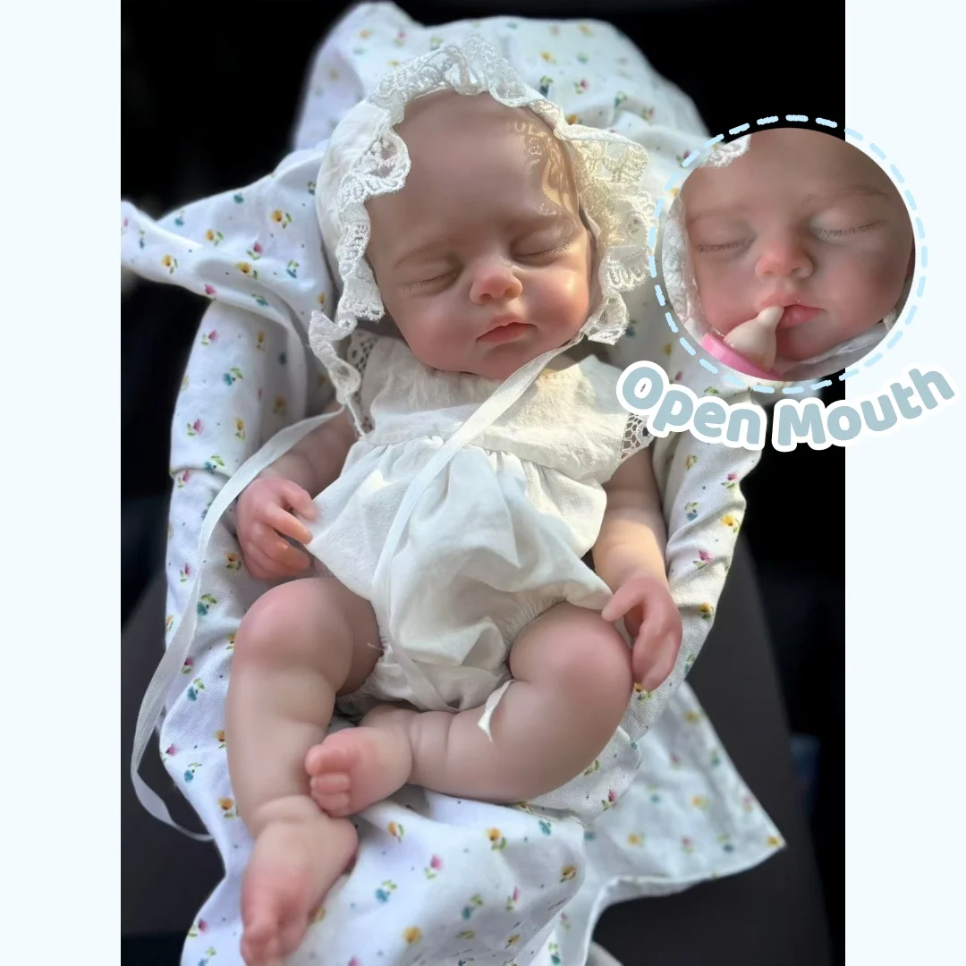 13Inch/33cm Open Mouth&Washable Solid Silicone Bebe Reborn Girl Irys Painted Skin Handmade Lifelike Newborn Dolls For Gifts