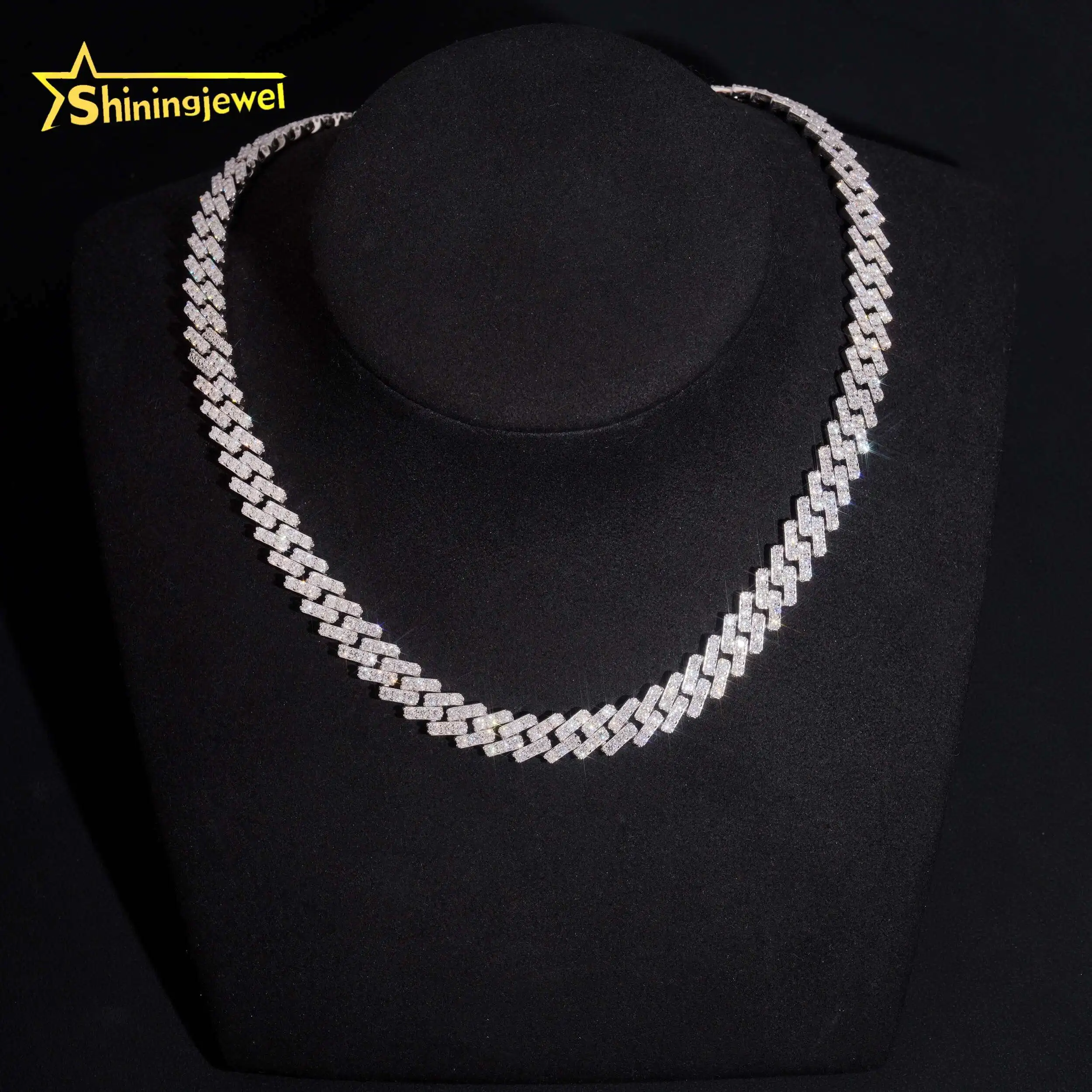 Sale Hot Men's 10mm Iced Out Cuban Link Chain 925 Sterling Silver Gold Plated Pass Diamond Test VVS Moissanite Cuban Necklace.