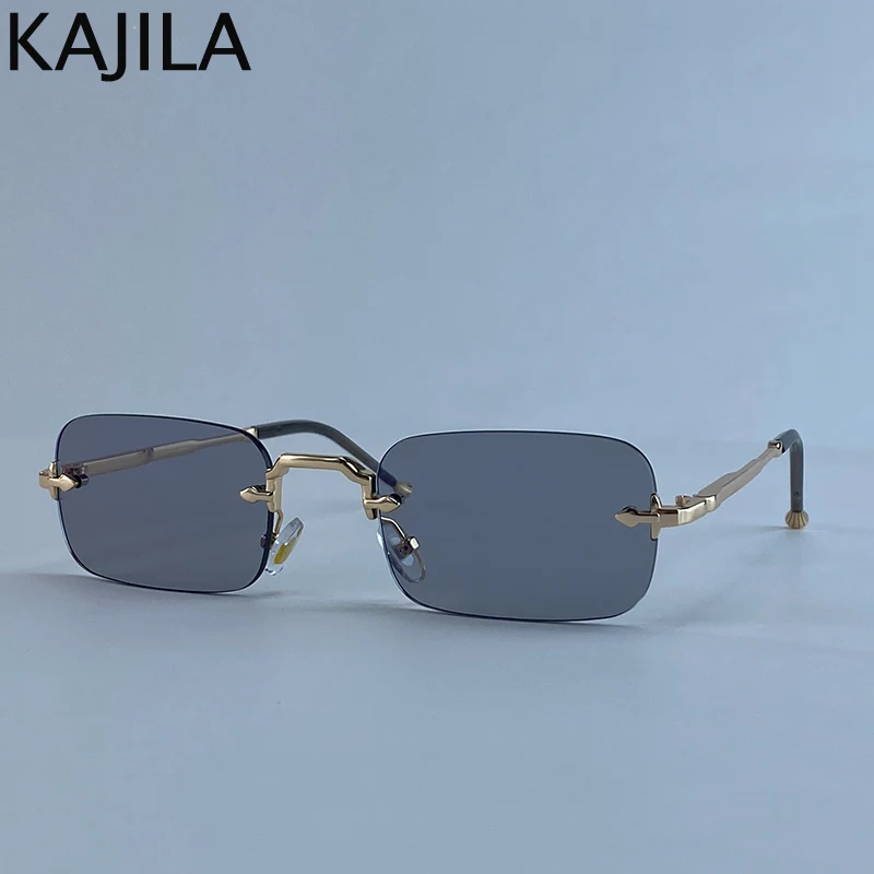 Kleine Rahmen Rechteck Randlose Punk Sonnenbrille Männer 2025, Luxus Marke Vintage Metall Sonnenbrille Für Männliche Klassische Shades UV400