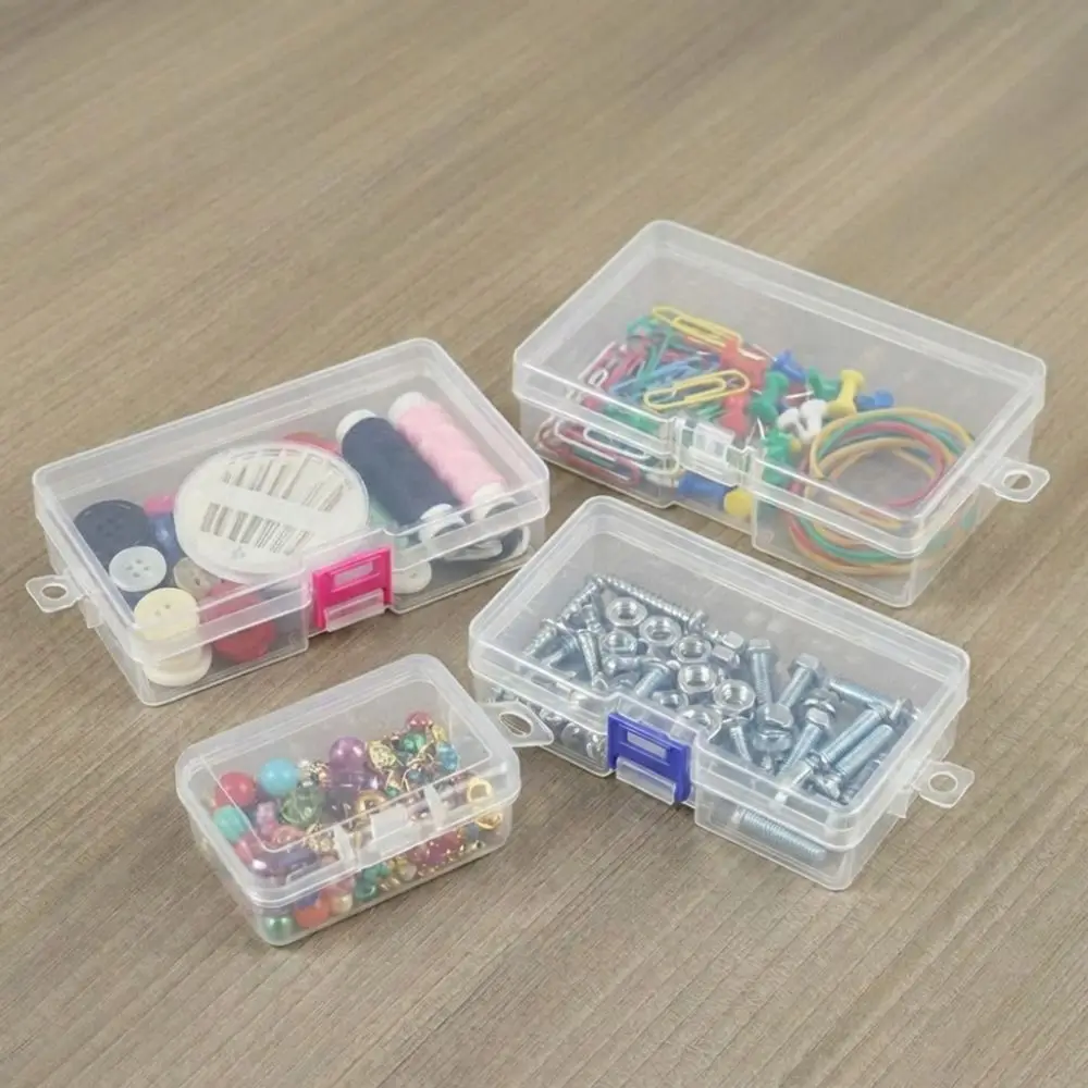 Mini Transparent Storage Box Flip Cover Dust-proof Sewing Storage Box Integrated Rectangle Plastic Jewelry Case