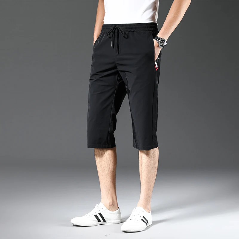

Summer New Running Short Pant Men Simple Fashion Nylon Spandex Sport Daily Straight Elasticity Casual Shorts Man