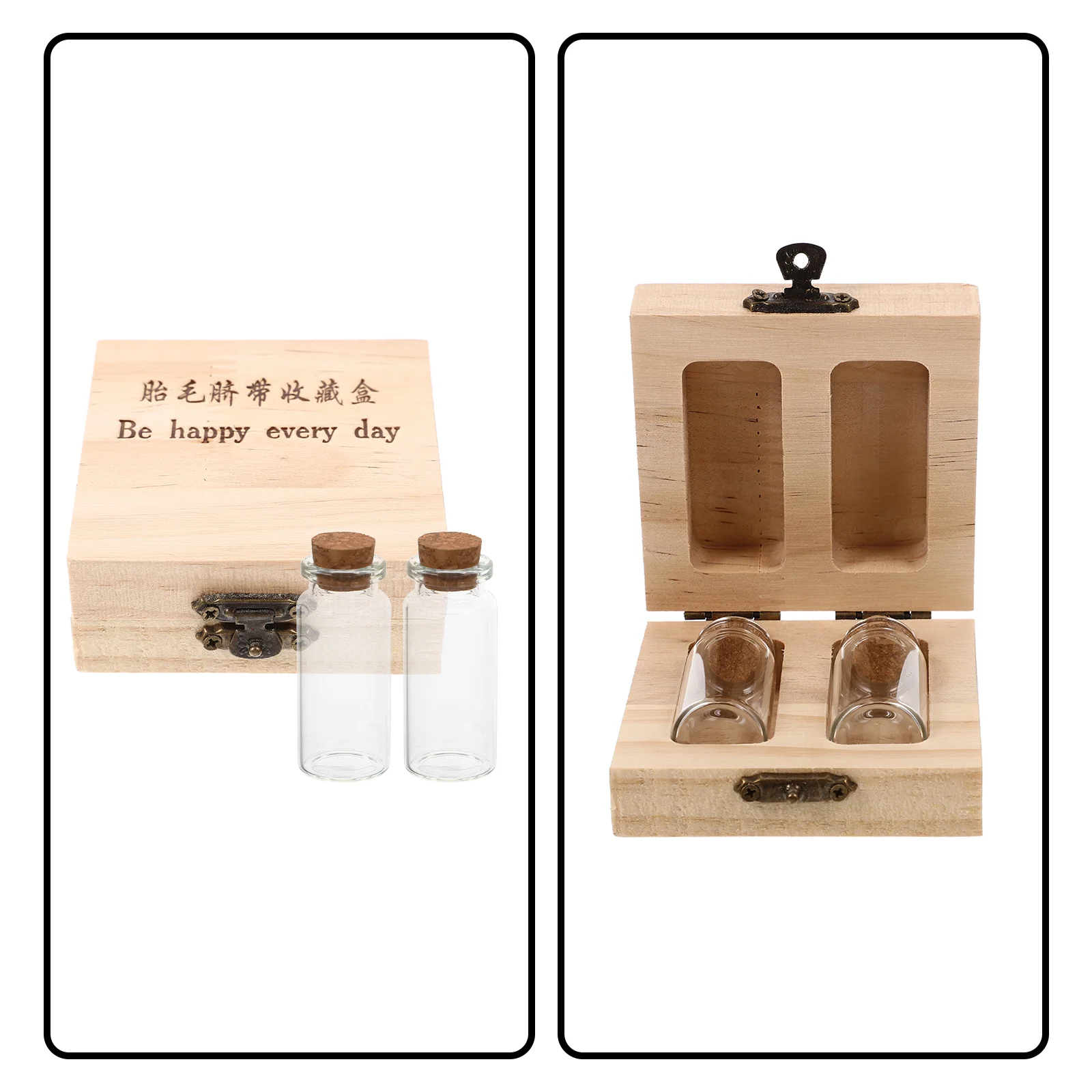 Lanugo Umbilical Cord Preservation Fetal Hair Bottle Infant Storage Boxes Teeth Adorable Wooden Baby Newborn Retainers