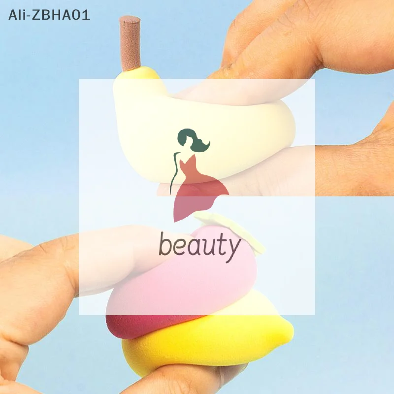 Juego de 4 Esponjas de Maquillaje con Forma de Fruta, para Base, Corrector, Polvo, Herramientas de Belleza, Esponjas Cosméticas Lindas con Forma de Pera