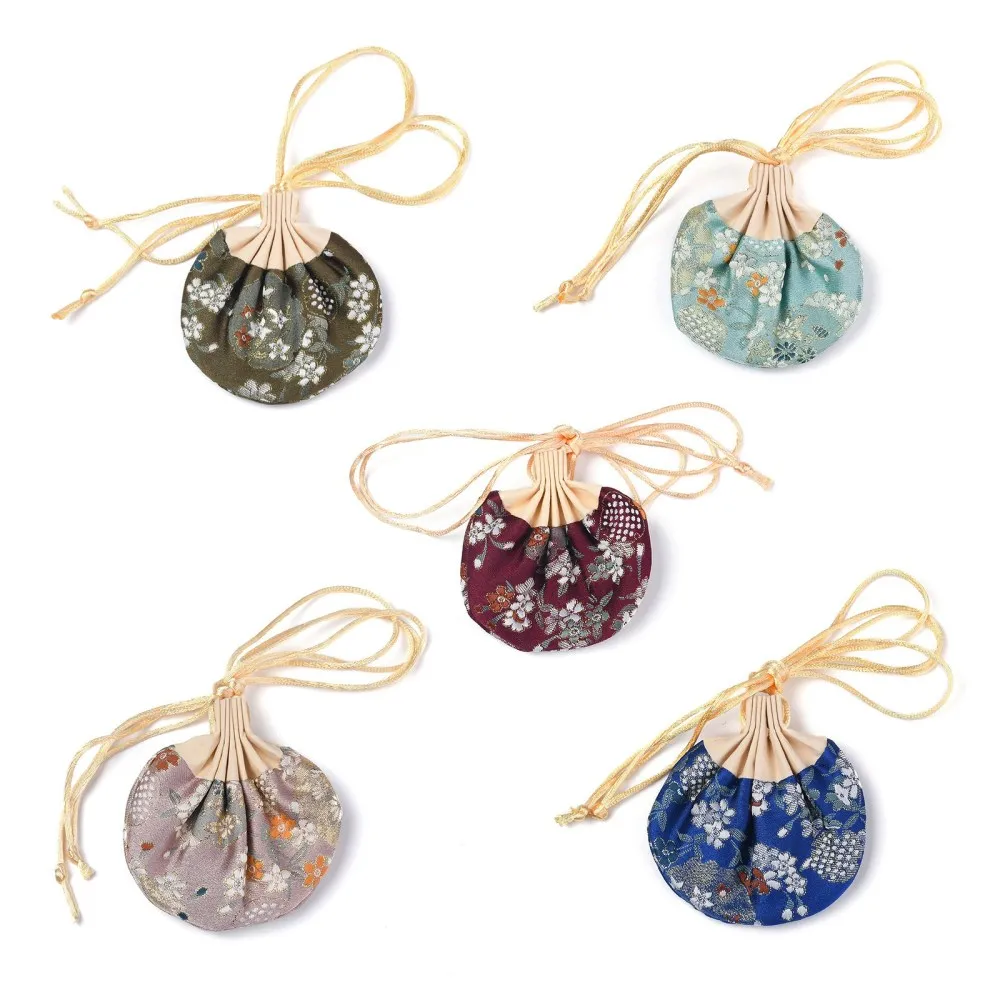 

10pcs Chinese Brocade Jewelry Bag Drawstring Floral Embroidered Sachet Coin Purses for Women Girls Favor Gift Pouches 9.2x12cm