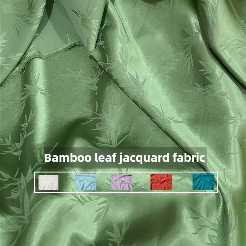 Jacquard-Stoff mit Bambusblattmuster, Meterware für Cheongsam-Hanfu-Kleider, DIY, Nähen, mikroelastisches Textil, schlicht, glatt, drapiert