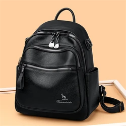 Mochila De cuero suave para mujer, bolsa de viaje de diseñador, informal, escolar, de gran capacidad, sencilla