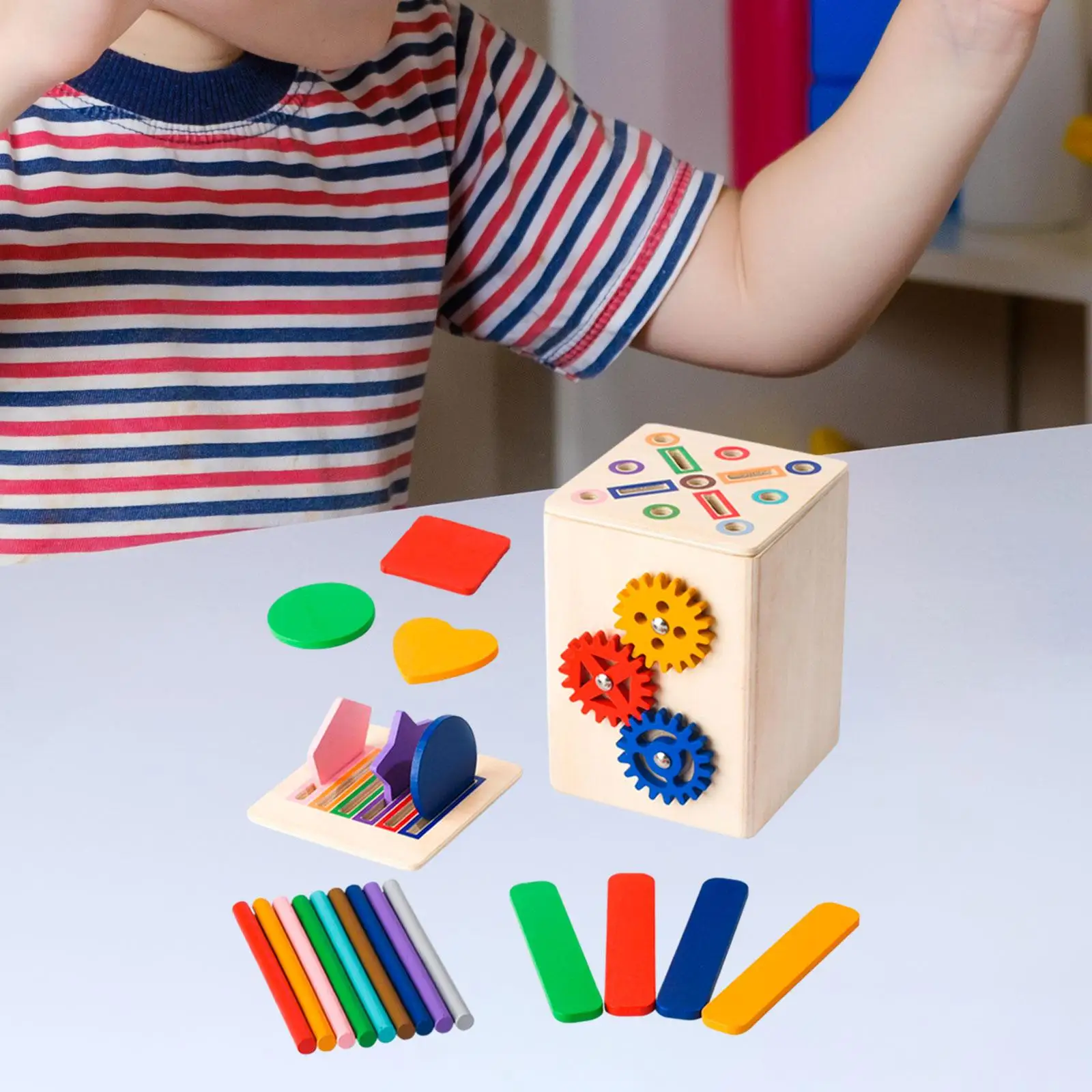 صندوق فرز الألوان للأطفال، لعبة التعليم المبكر، لعبة مطابقة الأشكال الهندسية التفاعلية للأولاد والبنات والأطفال الصغار