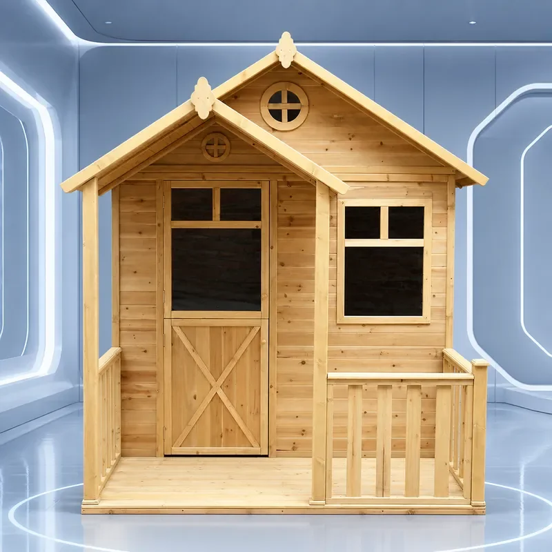 Wooden Outdoor Playhouse for Kindergarten Garden Room Small Preservative Wood House Courtyard Amusement Facility