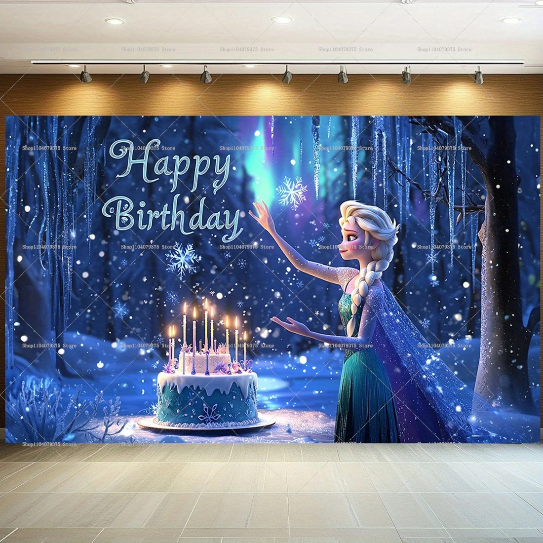 Disney Frozen Photography Background Princess Anna Elsa Children\'s Birthday Party Background Decoration Baby Party Props Banner