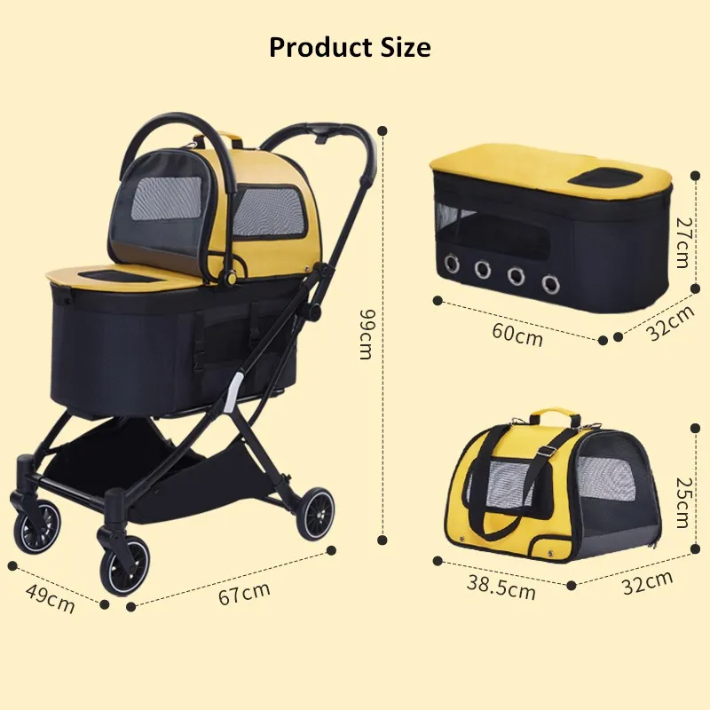 2023 Trendy Multifunction Folding Stair Climbing Trolley Pet Stroller Pet Gear