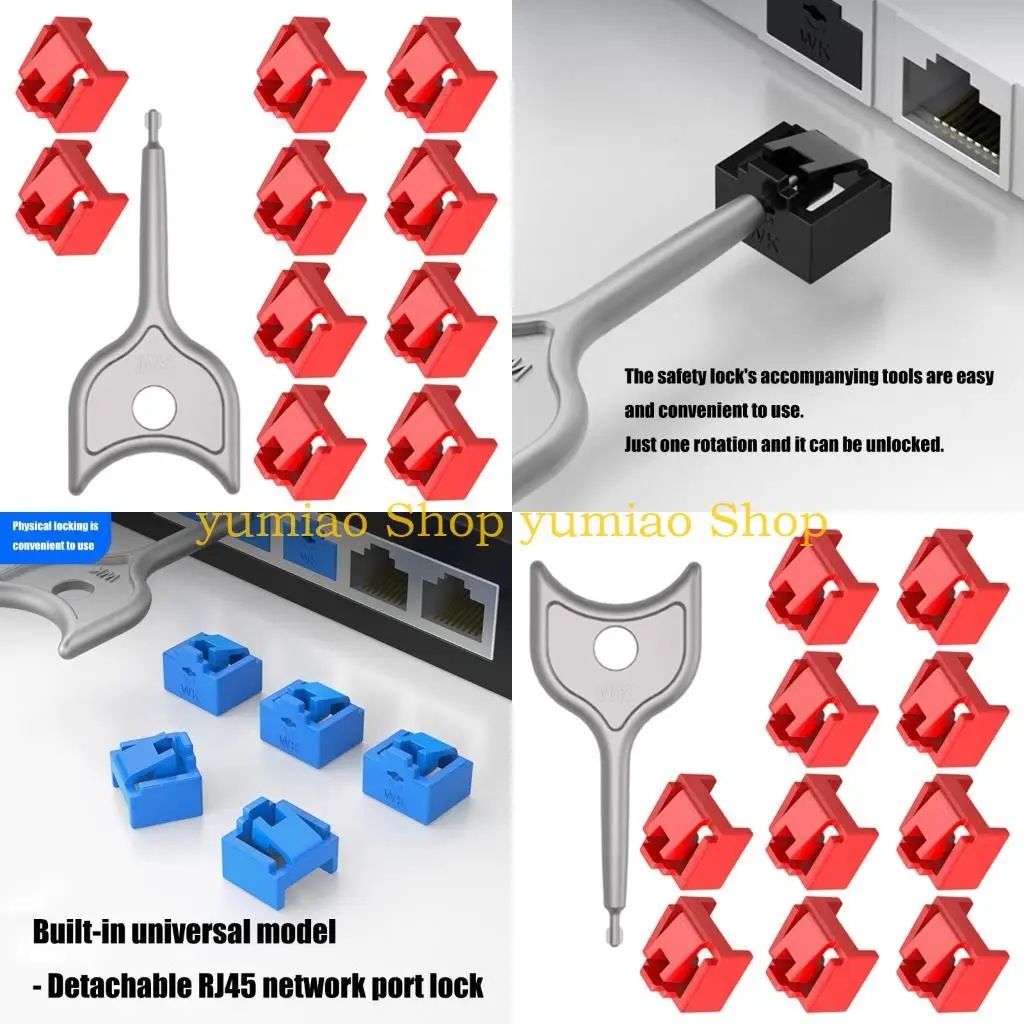 587B RJ45 Port Safety Lock Removable Design With Compatible For Routers Computers Data Center Equipment Plugs Protector