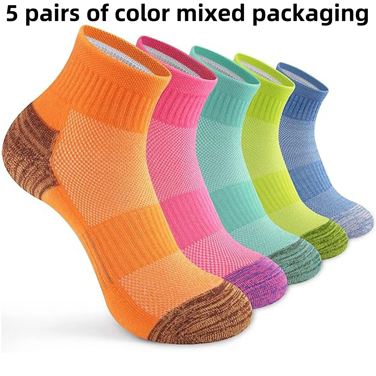 5 pairs of casual sports solid color mid tube socks suitable for both men and women, mesh breathable, odor proof,sweat absorbing