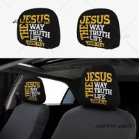 JESUS Car Headrest Cover 2pcs Universal Car Headrest Protector Soft Breathable Fit Most Cars Sedan Van Vehicles