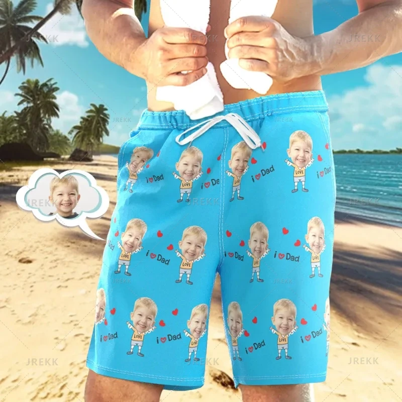 Summer Hawaiian 3D Printed Custom Pictures Seaside Vacation Beach Shorts Men PersonalizedCustomization Patterns Y2k Board Shorts