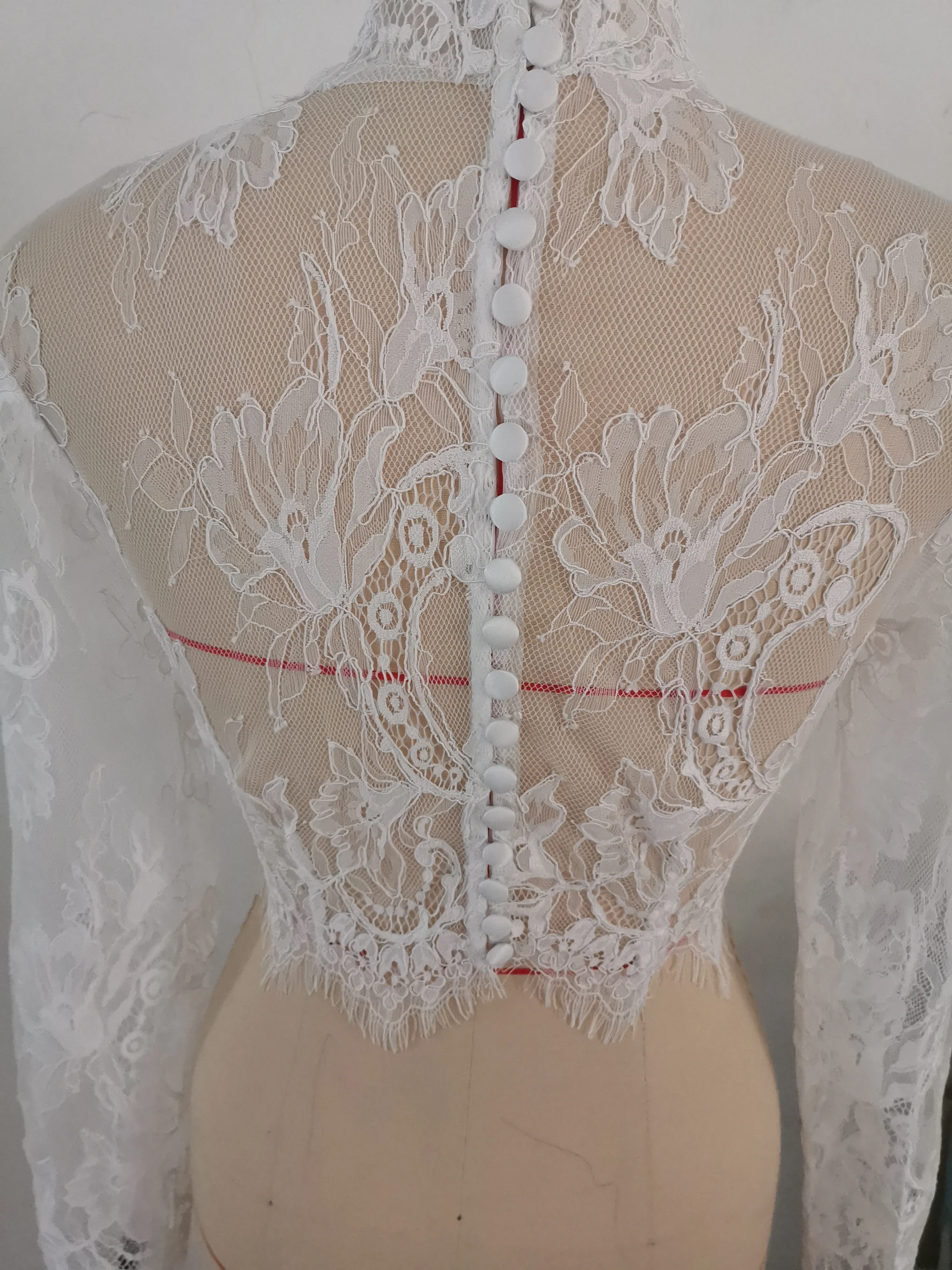 GOHYPDUG-Manga Longa Lace Bolero para Mulheres, Appliqued Wrap, Capa Traseira, Jaquetas de Jantar, Bolero Nupcial